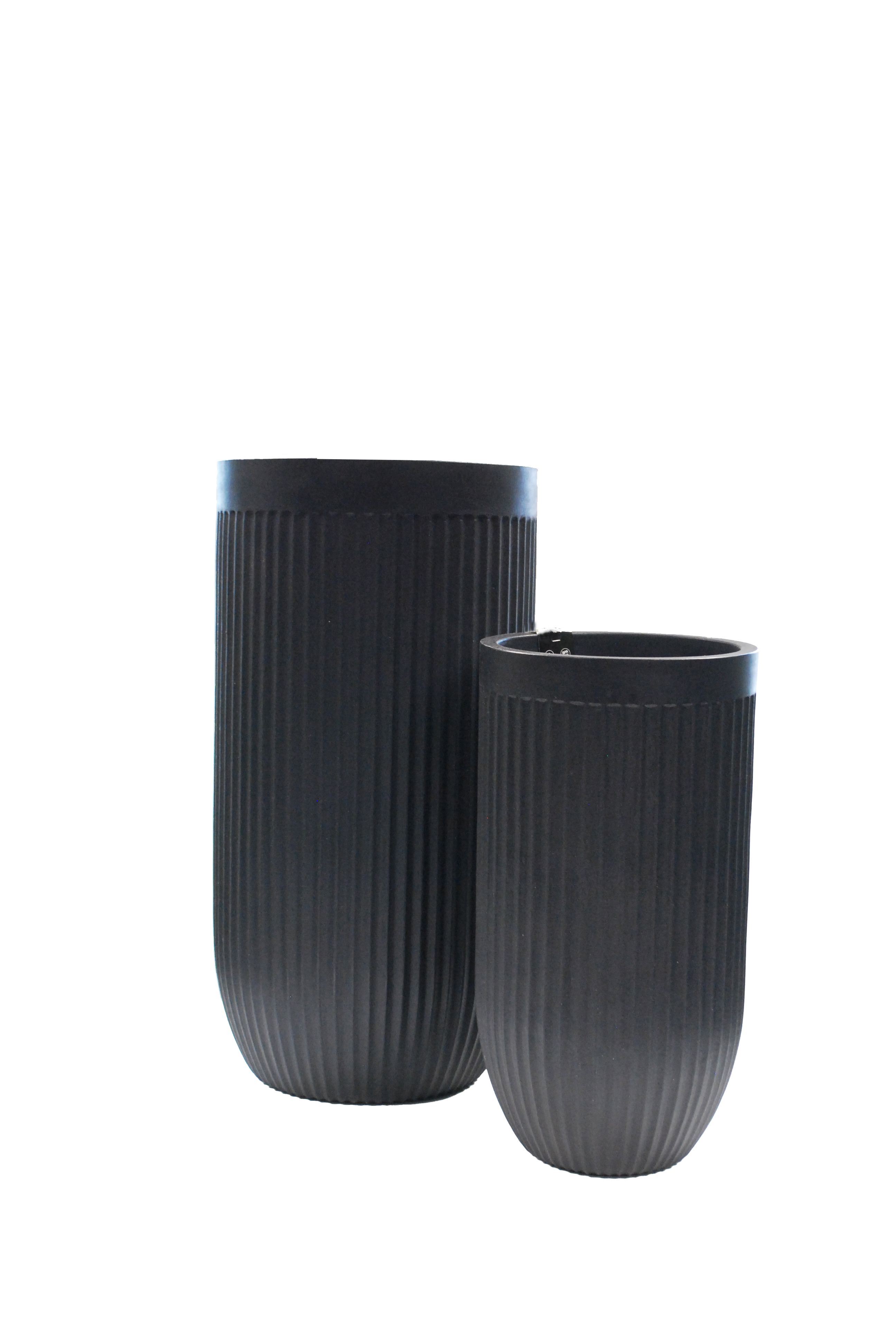 Fluted Tall Planter 2 Piece Set - Lead - Decorative Planters